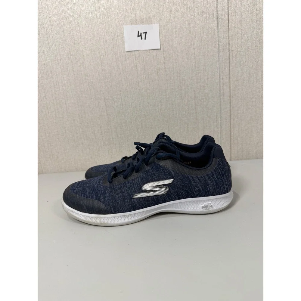 Skechers Go Step Lite Womens Navy Blue Goga Max Walking Shoes Sneakers size 7.5